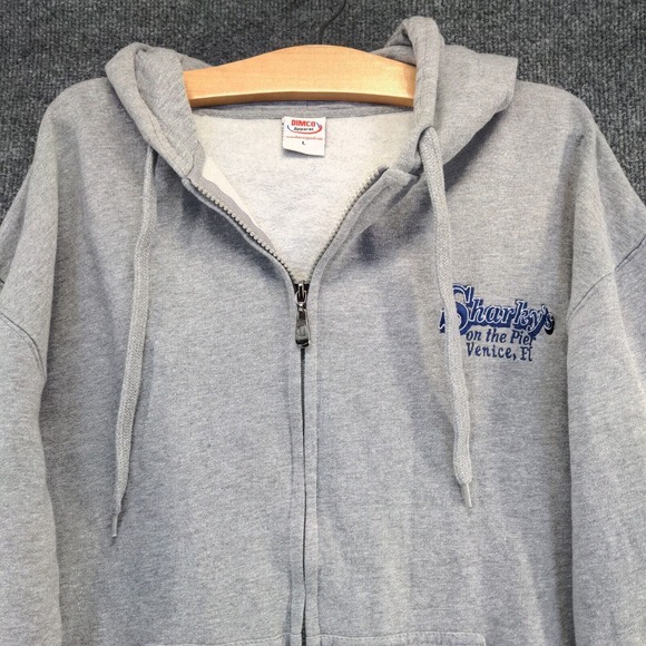 Dimco Apparel Men's Full Zip Hoodie Gray Size L Sharkey's On the Pier Florida - Picture 6 of 13